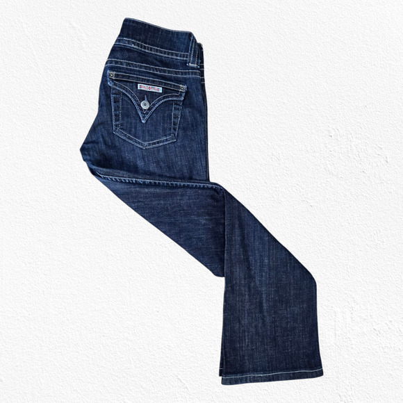 Hudson Jeans Dark Wash Signature Boot Cut Low Rise Womens Wide Leg Jeans Size 28 - Picture 9 of 11